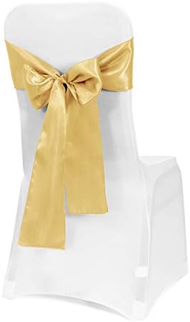 Obstal 10 pcs Satin Chair Sashes Bows for Wedding Reception