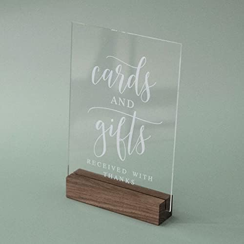 Clear Acrylic Gifts Cards Sign with Wood Stand