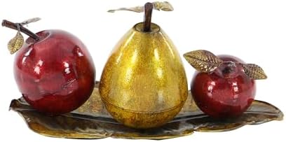 Deco 79 Red Iron Metal Fruit Statue with Platter