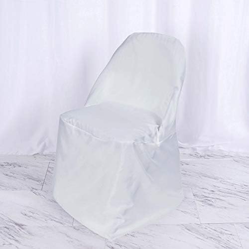 BalsaCircle 10pcs White Folding Chair Covers for Events