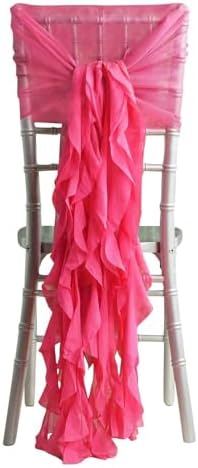 Premium Wedding Chair Sashes Set Fushia Chiffon Decorations