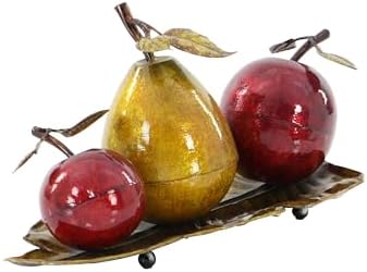 Deco 79 Red Iron Metal Fruit Statue with Platter