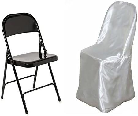 BalsaCircle 10pcs White Satin Folding Chair Covers for Events