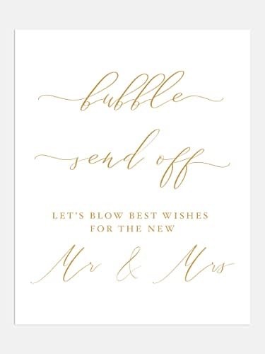 Bubble Send Off Exit Sign for White Gold Wedding Reception