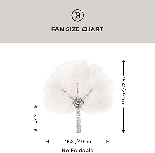 BABEYOND Vintage Bridal Feather Bouquet Fan