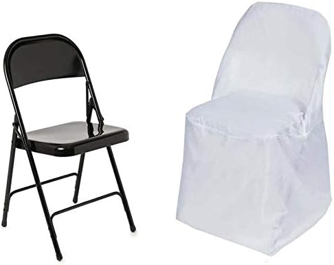 BalsaCircle 10pcs White Folding Chair Covers for Events