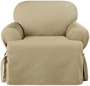 SureFit Heavyweight Cotton Armchair Slipcover Khaki