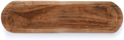 Xaatren Large Wooden Dough Bowl Decor Rustic 20x6 Inch Brown