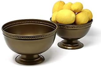 Serene Spaces Living Antique Gold Iron Pedestal Bowl