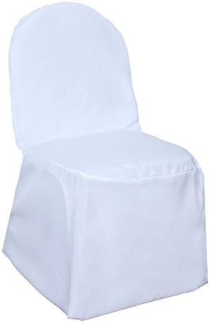 Balsa Circle 10 Pc White Polyester Chair Covers for Parties and Weddings