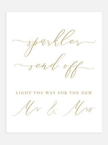 Sparkler Send Off Sign for White Gold Wedding Reception