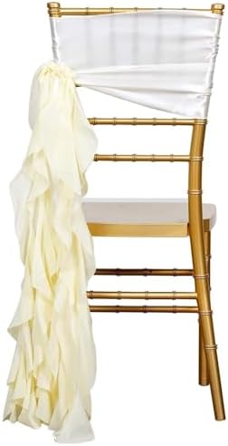 Balsa Circle Ivory Curly Chiffon Chair Sashes Wedding Decor
