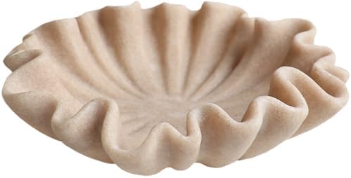 12 Inch Beige Scalloped Decorative Bowl for Keys