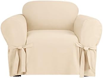 SureFit Heavyweight Cotton Armchair Slipcover - 100 Cotton Relaxed Fit Machine Washable