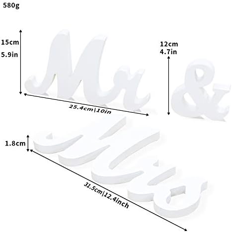 Mr Mrs Wedding Table Sign - White Wooden Letters