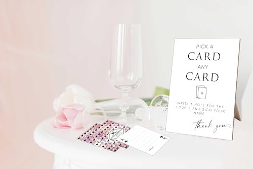 Elegant Wooden Guest Book Sign with 55 Playing Cards