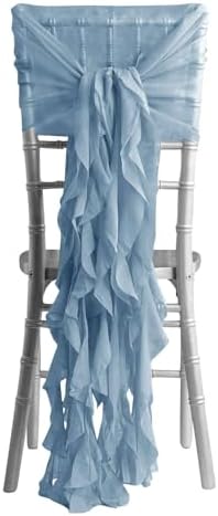 Efavormart Dusty Blue Wedding Chair Sashes Set