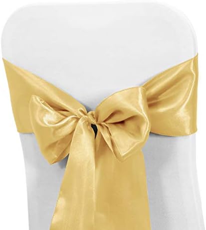 Obstal 10 pcs Satin Chair Sashes Bows for Wedding Reception