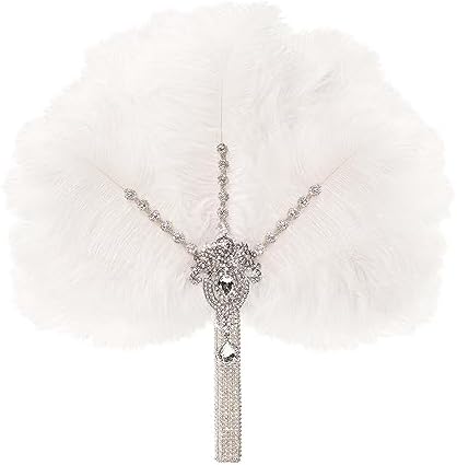 BABEYOND Vintage Bridal Feather Bouquet Fan