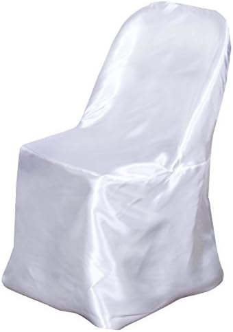 BalsaCircle 10pcs White Satin Folding Chair Covers for Events