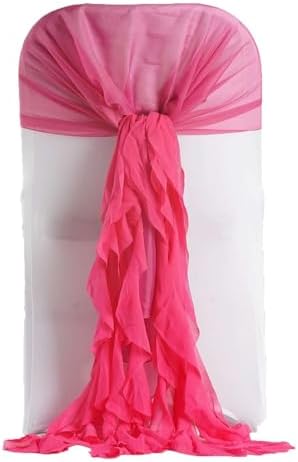 Premium Wedding Chair Sashes Set Fushia Chiffon Decorations