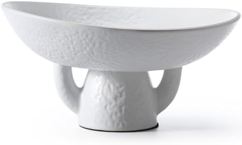 Kritkin White Ceramic Decorative Pedestal Bowl