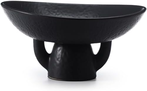 Elegant Black Ceramic Decorative Bowl 96x98 Inch Pedestal Bowl