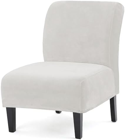 UCCONO Velvet Armless Chair Slipcover White