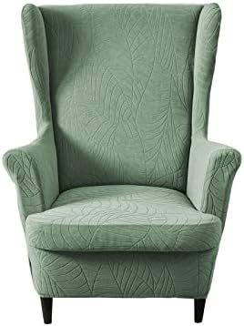 CRFATOP 2 Piece Stretch Wingback Chair Slipcovers Green