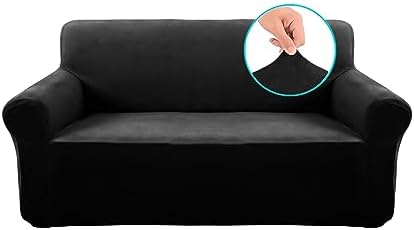 Velvet Loveseat Sofa Cover for Dogs Medium Black