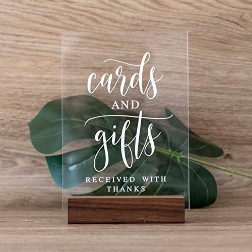 Clear Acrylic Gifts Cards Sign with Wood Stand