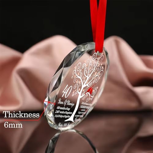 40th Wedding Anniversary Ruby Glass Ornament for Couple