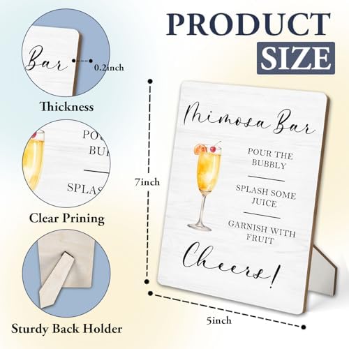 Mimosa Bar Sign 5x7 Inch Wooden Stand