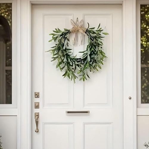 19 Inch Artificial Olive Leaf Wreath for Front Door