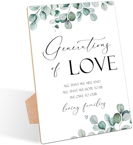 Generations Of Love Sign Wooden Wedding Decor with Stand