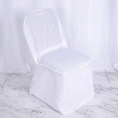 Balsa Circle 10 Pc White Polyester Chair Covers for Parties and Weddings