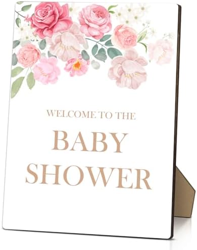 Spring Flowers Baby Shower Welcome Sign with Stand
