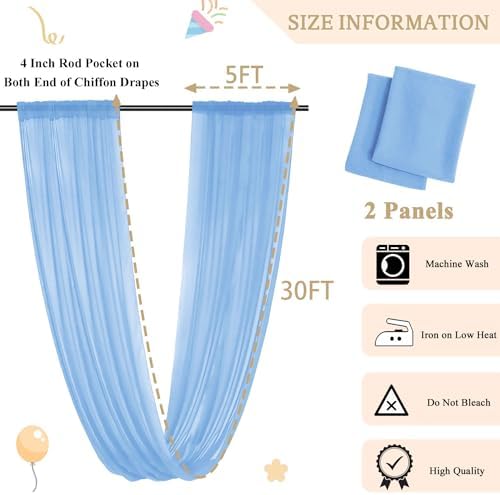 MODFUNS Light Blue Ceiling Drapes for Wedding and Party