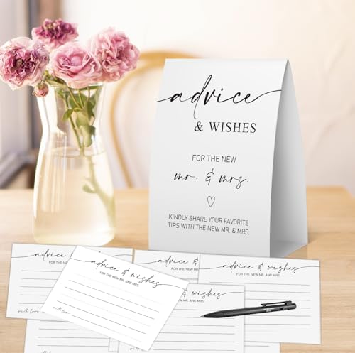 Advice and Wishes for Mr and Mrs Wedding Cards Set 30 Guests