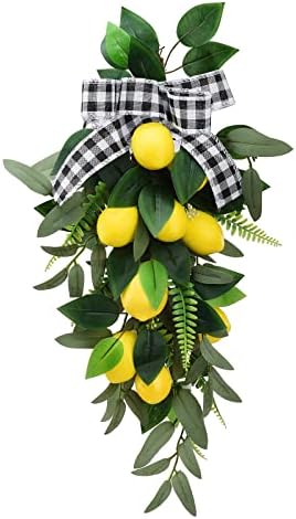 24 Inch Artificial Lemon Teardrop Swag for Front Door