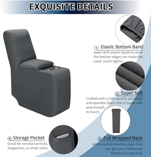 PureFit Recliner Console Cover Super Stretchy Light Gray