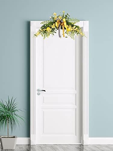 24in Artificial Lemon Swag with Large Bow Yellow Decor