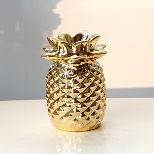 Antcam Golden Ceramic Pineapple Statue Decor