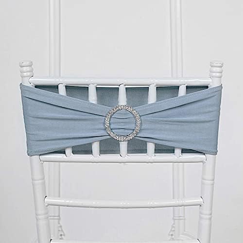 Balsa Circle 10 Dusty Blue Spandex Chair Sashes with Silver Round Buckle