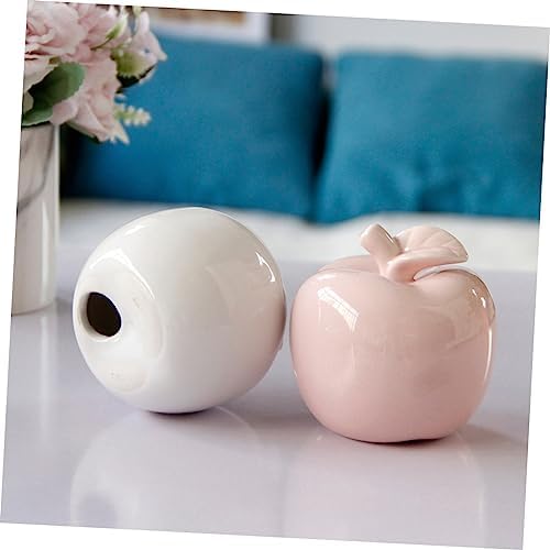 Artibetter White Ceramic Apple Statue Desktop Decor
