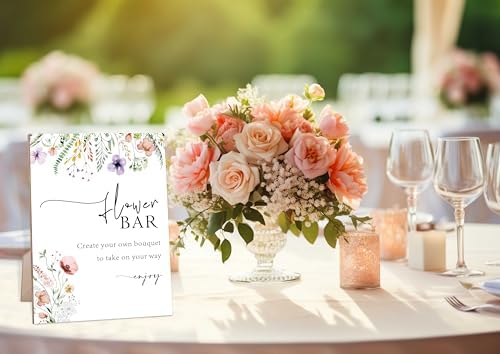 Floral Wedding Sign with Stand 8x11 Inches