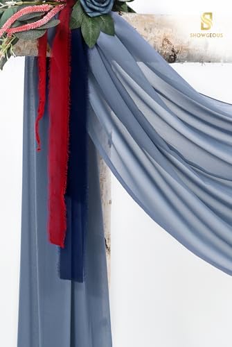 Showgeous 4 Panel Dusty Blue Sheer Chiffon Wedding Arch Drapes