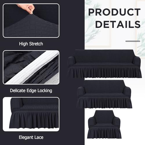 3 Pcs Sofa Slipcover Set for Couch Cushions