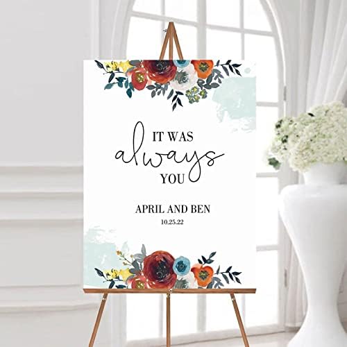 Alioyoit Red Floral Personalized Wood Wedding Sign