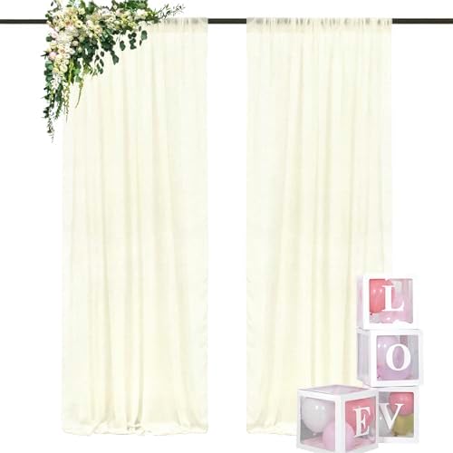 DUOBAO Ivory Sheer Chiffon Curtain Panels 29x120